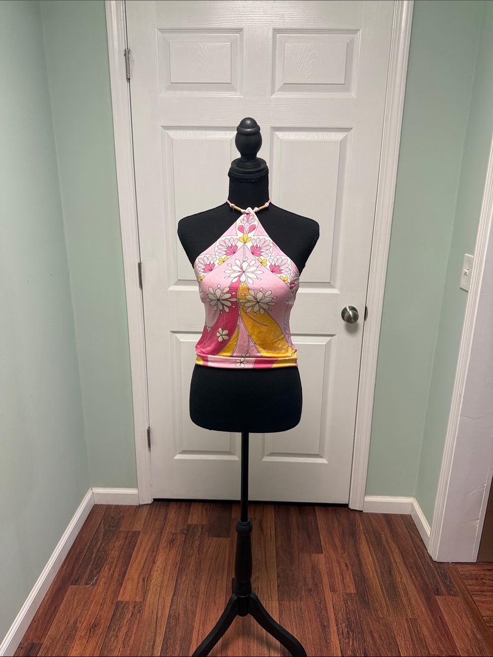 Banana Republic Pink Yellow Floral Halter Crop Top